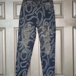 Fashion Nova In Chain Sight Distressed Mom Jeans